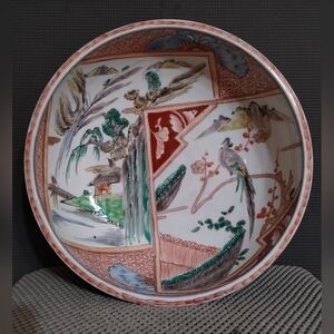 Antique Japanese 19th Century Hand Painted Large Imari Porcelain Bowl